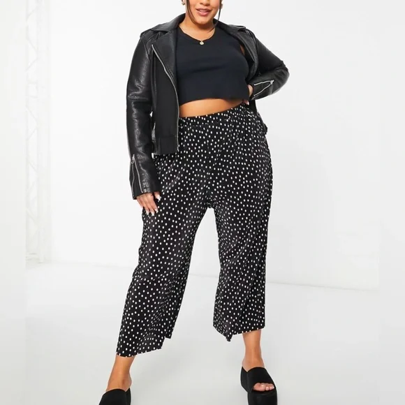 ASOS DESIGN Curve Plisse Culotte Pants - Picture 2 of 4